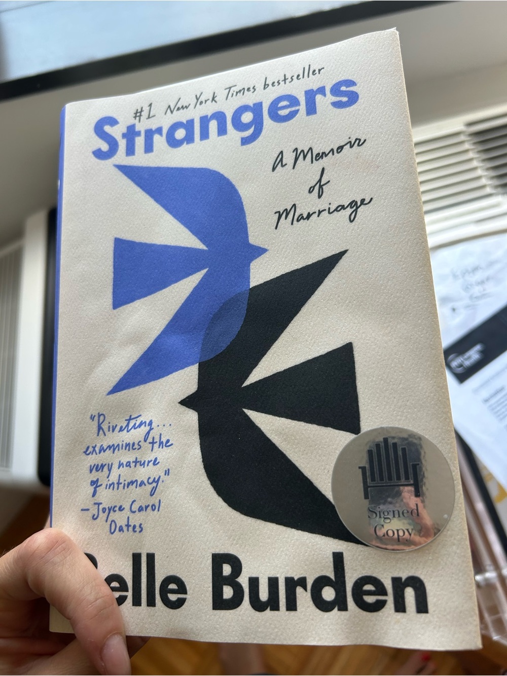Strangers: A Memoir of Marriage by Belle Burden — Blue & Black Cover